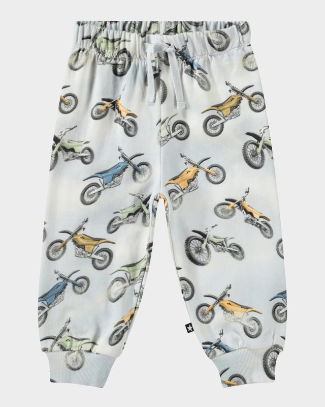 Boy's Simeon Moto-Print Cotton Sweatpants, Size 3M-24